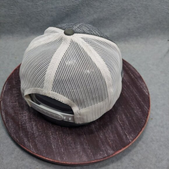 Gray & White Mesh Trucker Hat With Green Palm Tree Embroidery Adjustable Snapbac - Picture 5 of 10